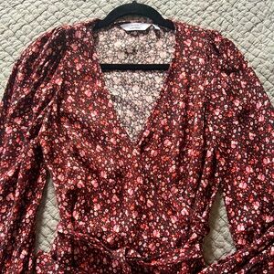 Floral blouse with puff long sleeve